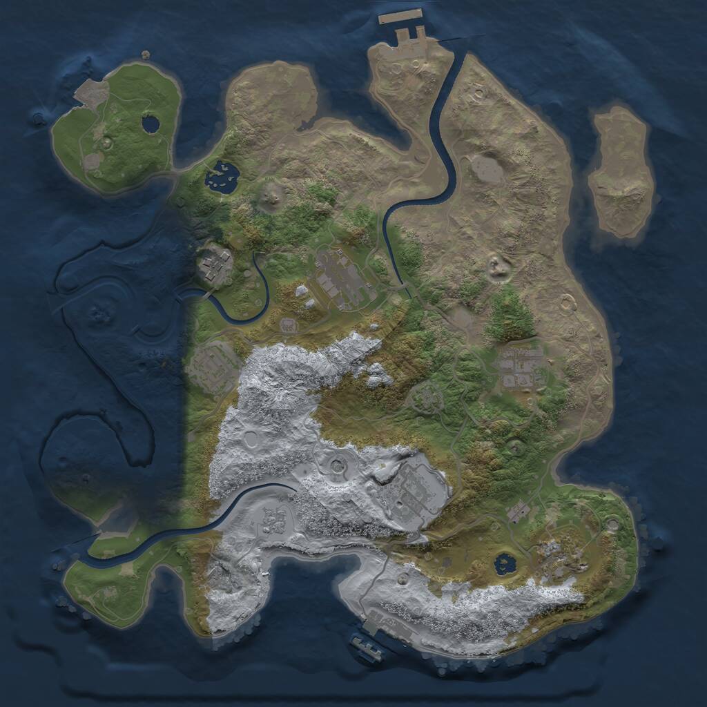 Rust Map: Procedural Map, Size: 3250, Seed: 1817196899, 13 Monuments