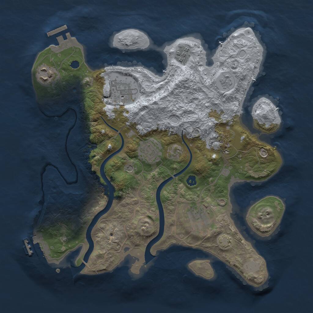 Rust Map: Procedural Map, Size: 3000, Seed: 1596773613, 12 Monuments
