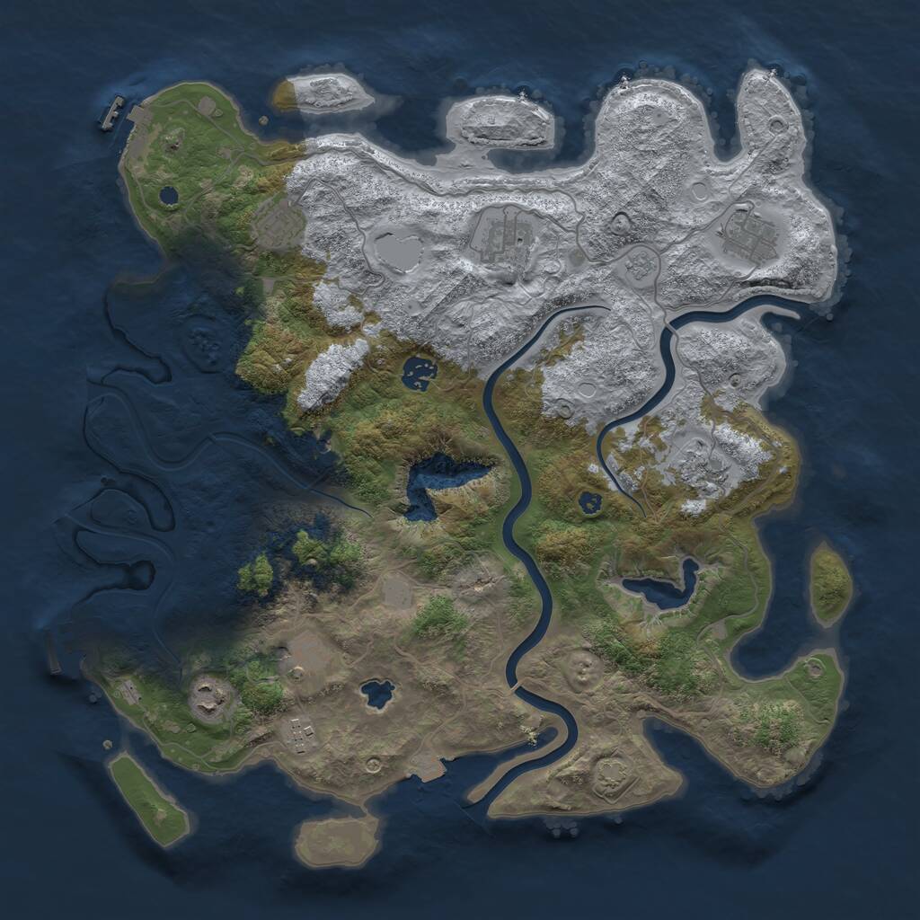 Rust Map: Procedural Map, Size: 4000, Seed: 42275, 14 Monuments