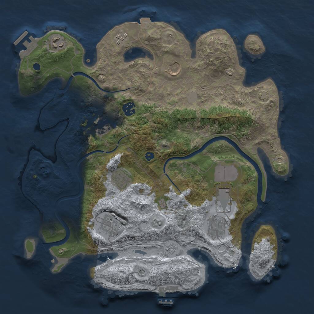 Rust Map: Procedural Map, Size: 3500, Seed: 1192254292, 15 Monuments
