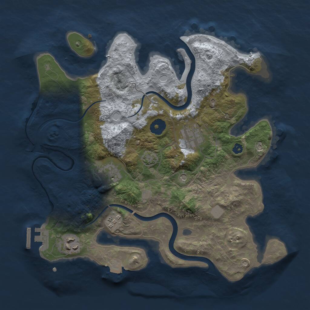 Rust Map: Procedural Map, Size: 3000, Seed: 95237, 8 Monuments