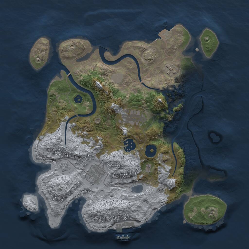 Rust Map: Procedural Map, Size: 3000, Seed: 278364, 9 Monuments