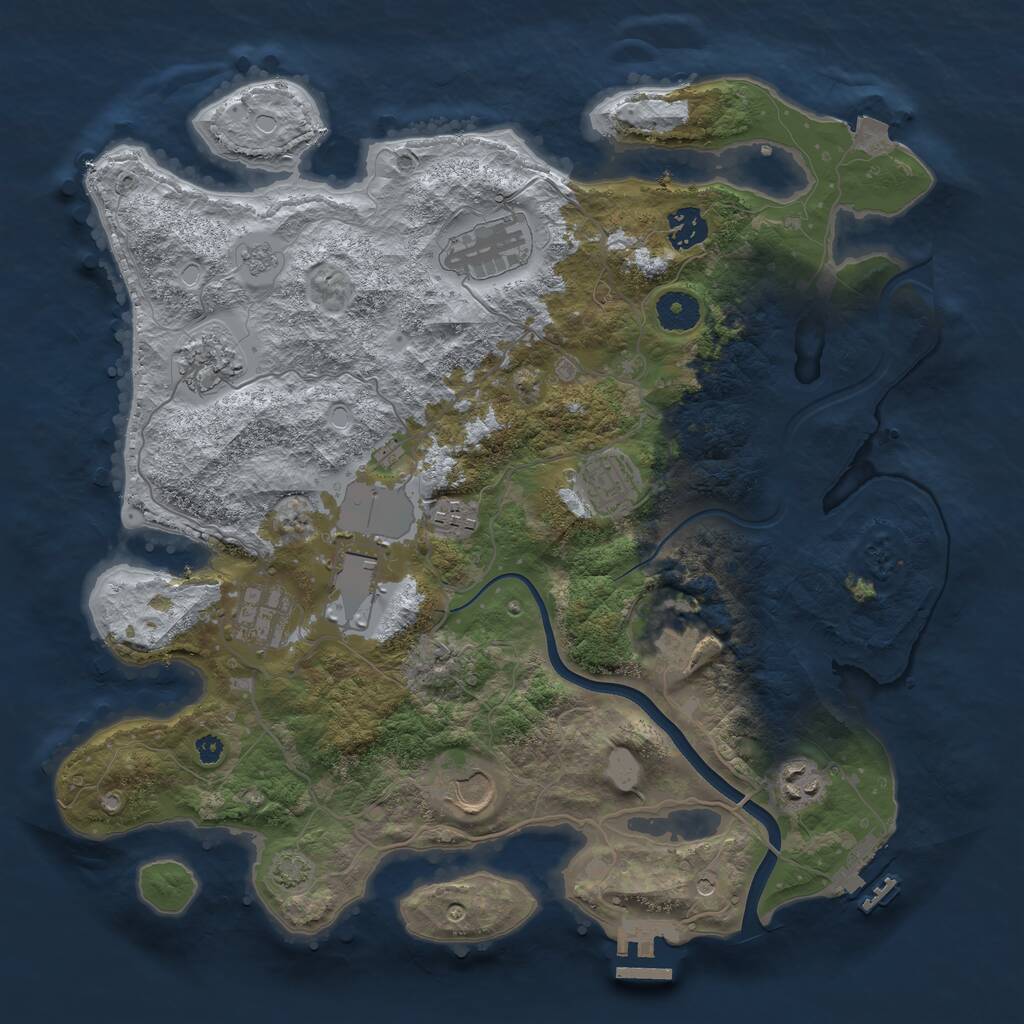 Rust Map: Procedural Map, Size: 3700, Seed: 20260722, 16 Monuments