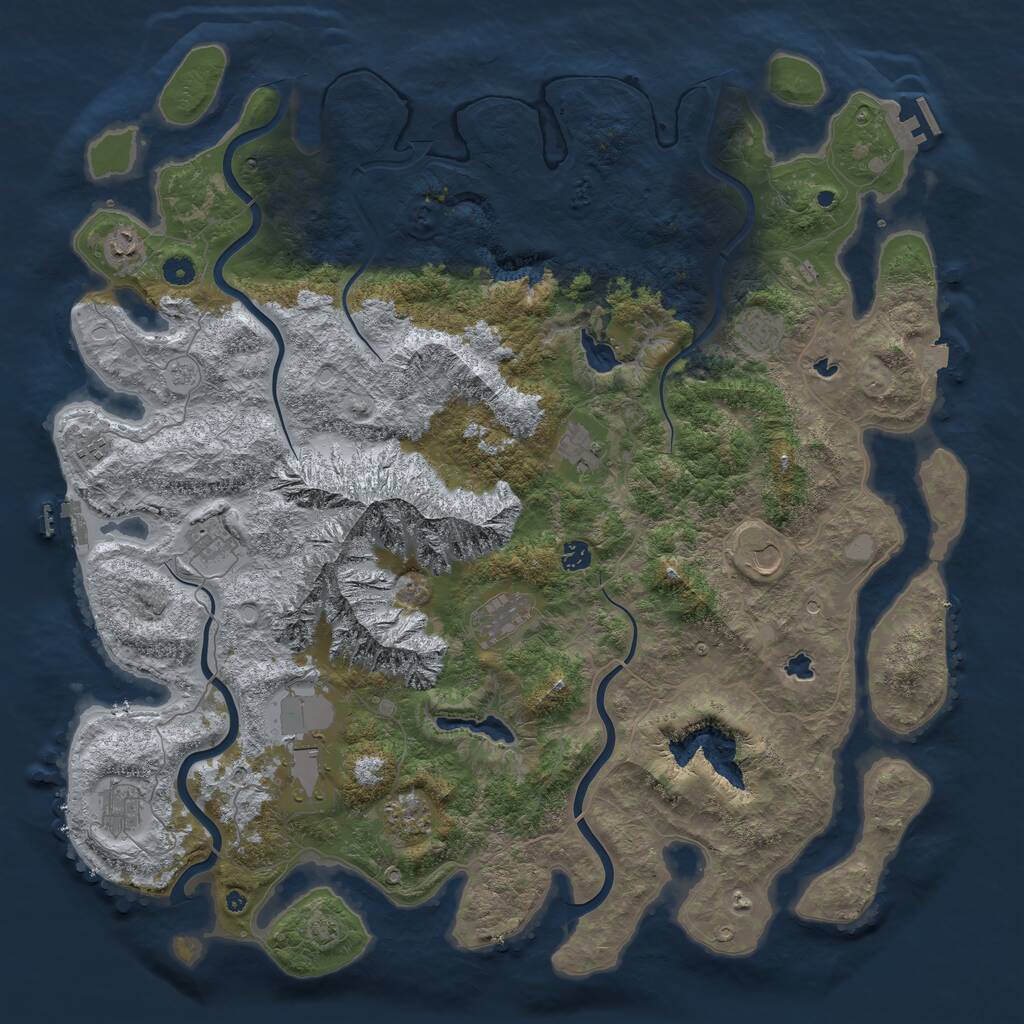 Rust Map: Procedural Map, Size: 5000, Seed: 2006762376, 17 Monuments