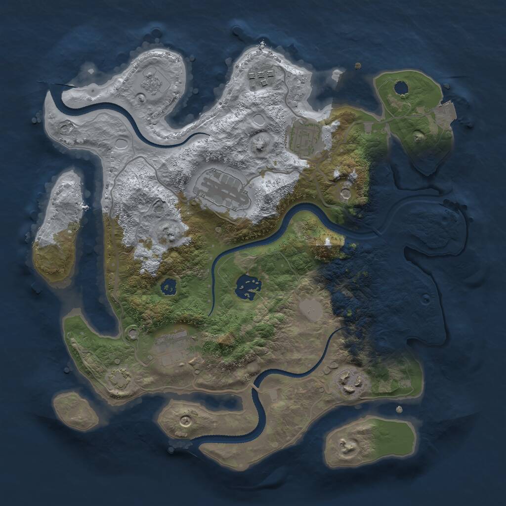 Rust Map: Procedural Map, Size: 3000, Seed: 799616048, 10 Monuments