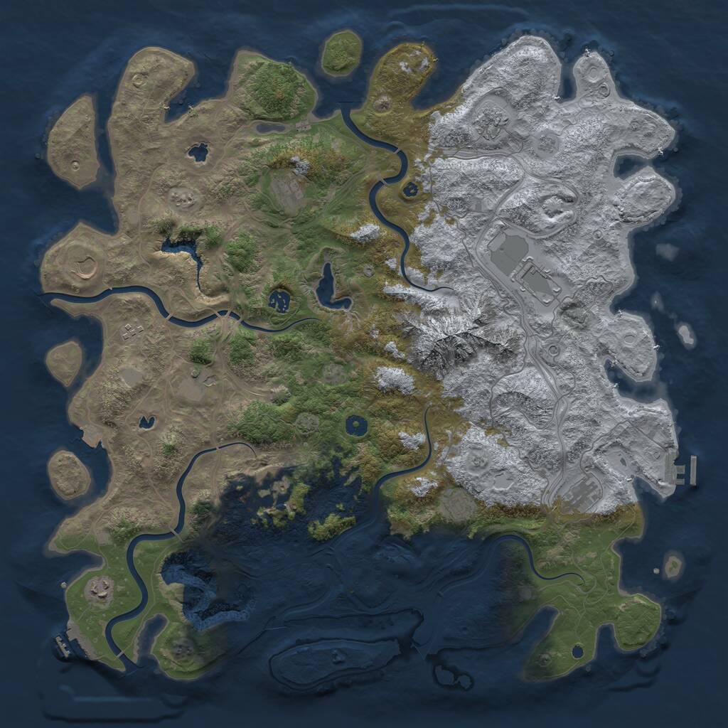 Rust Map: Procedural Map, Size: 5000, Seed: 956784, 17 Monuments