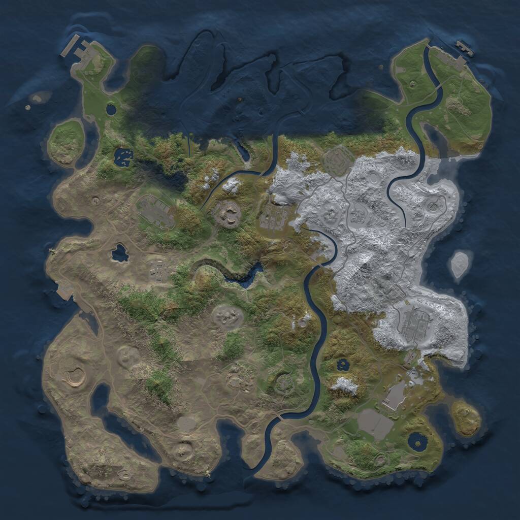Rust Map: Procedural Map, Size: 4000, Seed: 519787945, 16 Monuments