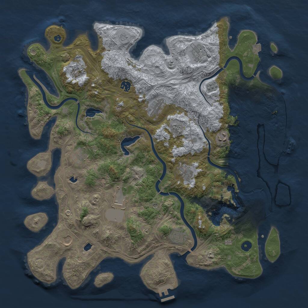 Rust Map: Procedural Map, Size: 4500, Seed: 947255, 17 Monuments