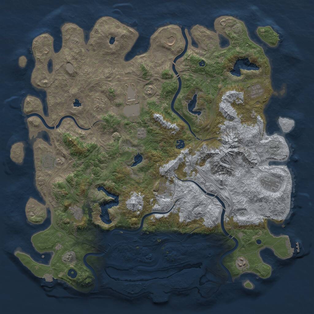 Rust Map: Procedural Map, Size: 5000, Seed: 875645678, 17 Monuments