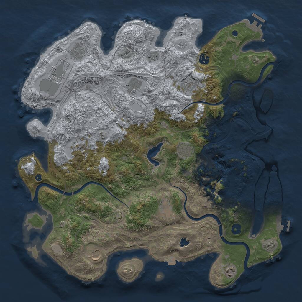 Rust Map: Procedural Map, Size: 4300, Seed: 392306233, 17 Monuments