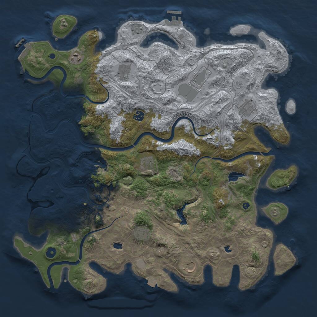 Rust Map: Procedural Map, Size: 4500, Seed: 21324423, 15 Monuments