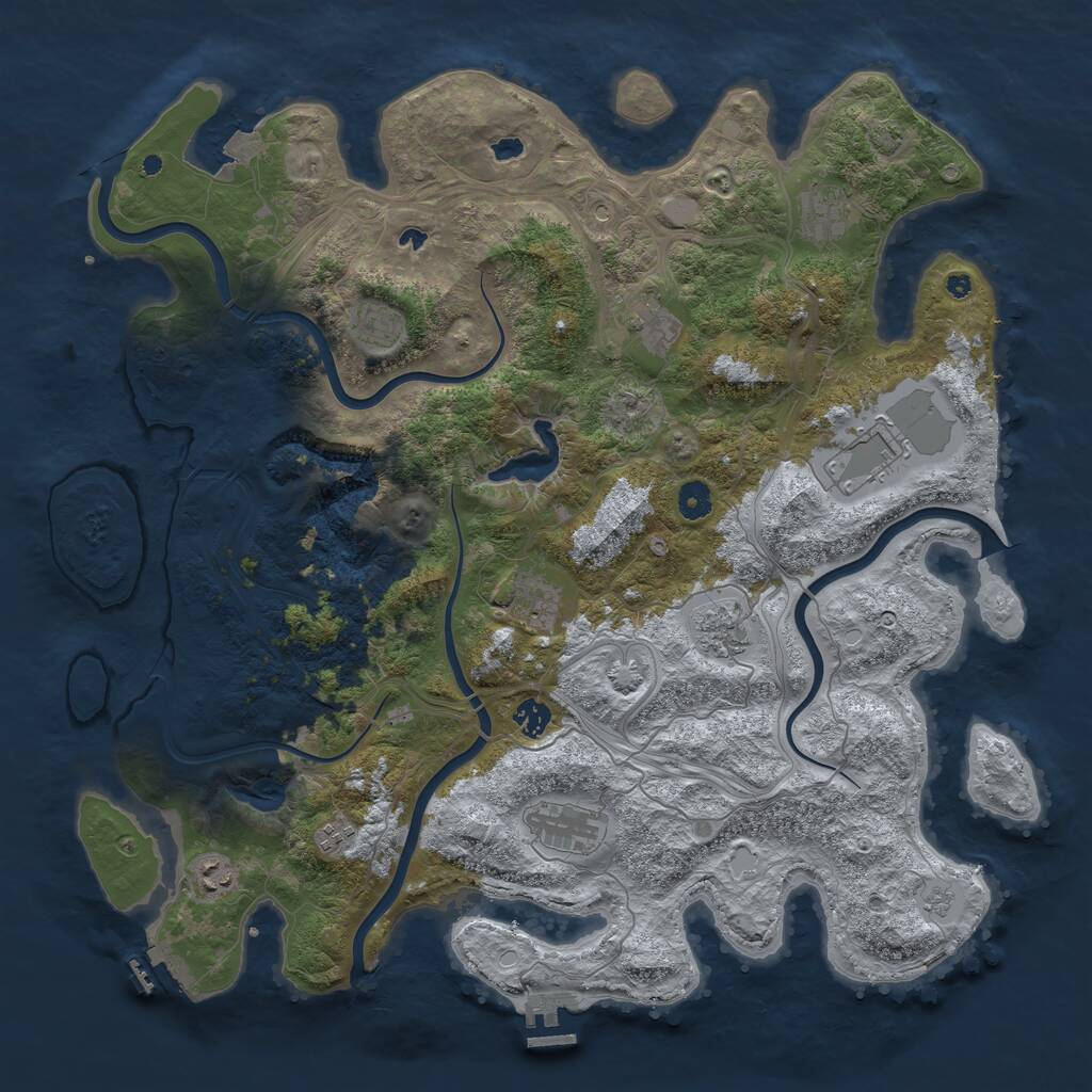 Rust Map: Procedural Map, Size: 4500, Seed: 1114435930, 16 Monuments