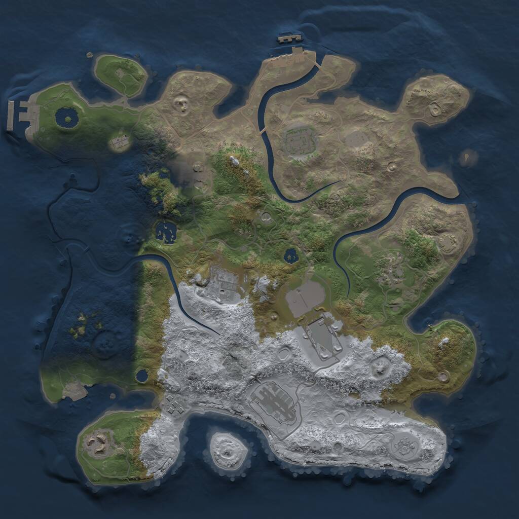Rust Map: Procedural Map, Size: 3500, Seed: 2032531094, 15 Monuments