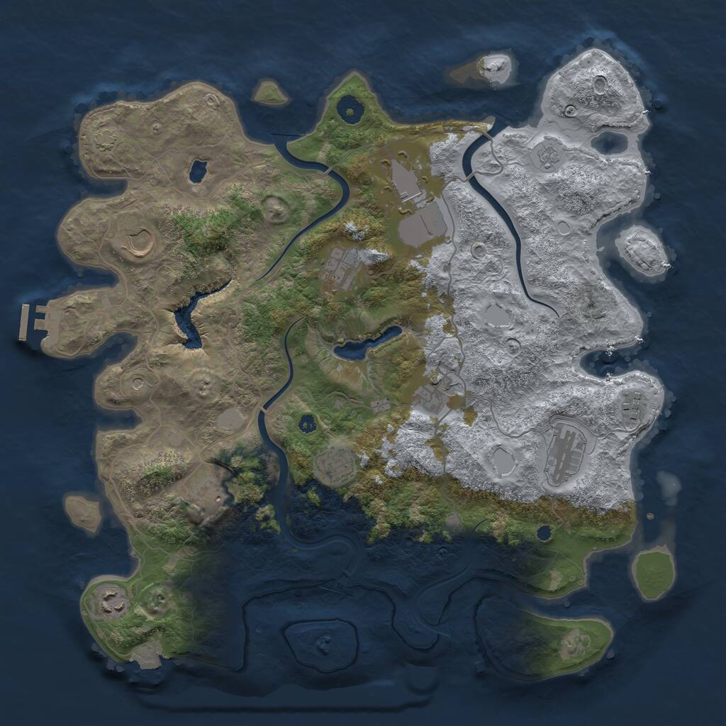 Rust Map: Procedural Map, Size: 4000, Seed: 1105427499, 14 Monuments