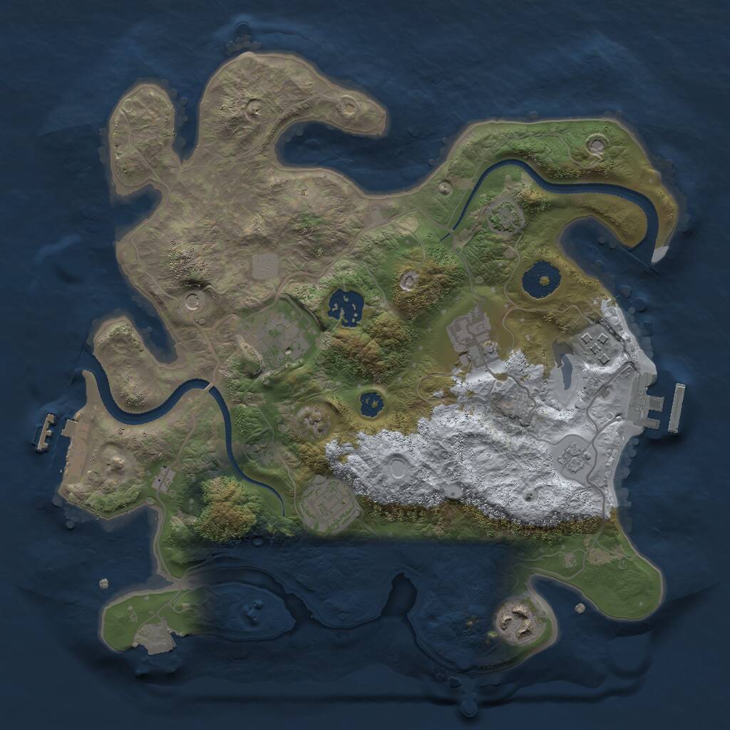 Rust Map: Procedural Map, Size: 3000, Seed: 1225828863, 12 Monuments