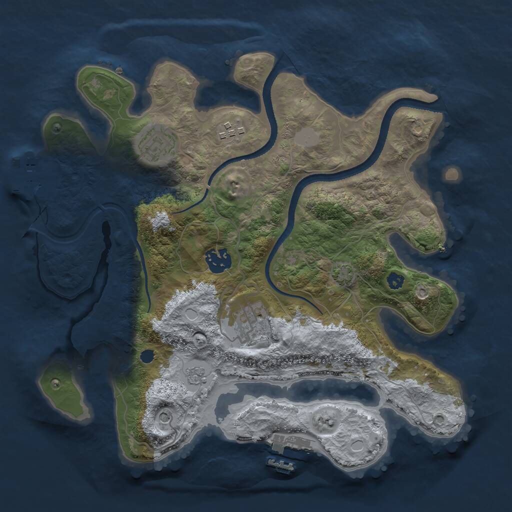 Rust Map: Procedural Map, Size: 3000, Seed: 24681357, 10 Monuments