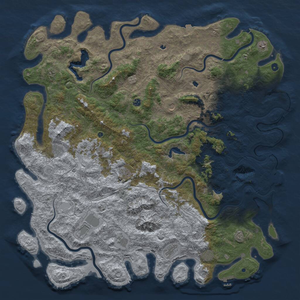 Rust Map: Procedural Map, Size: 6000, Seed: 1208, 17 Monuments