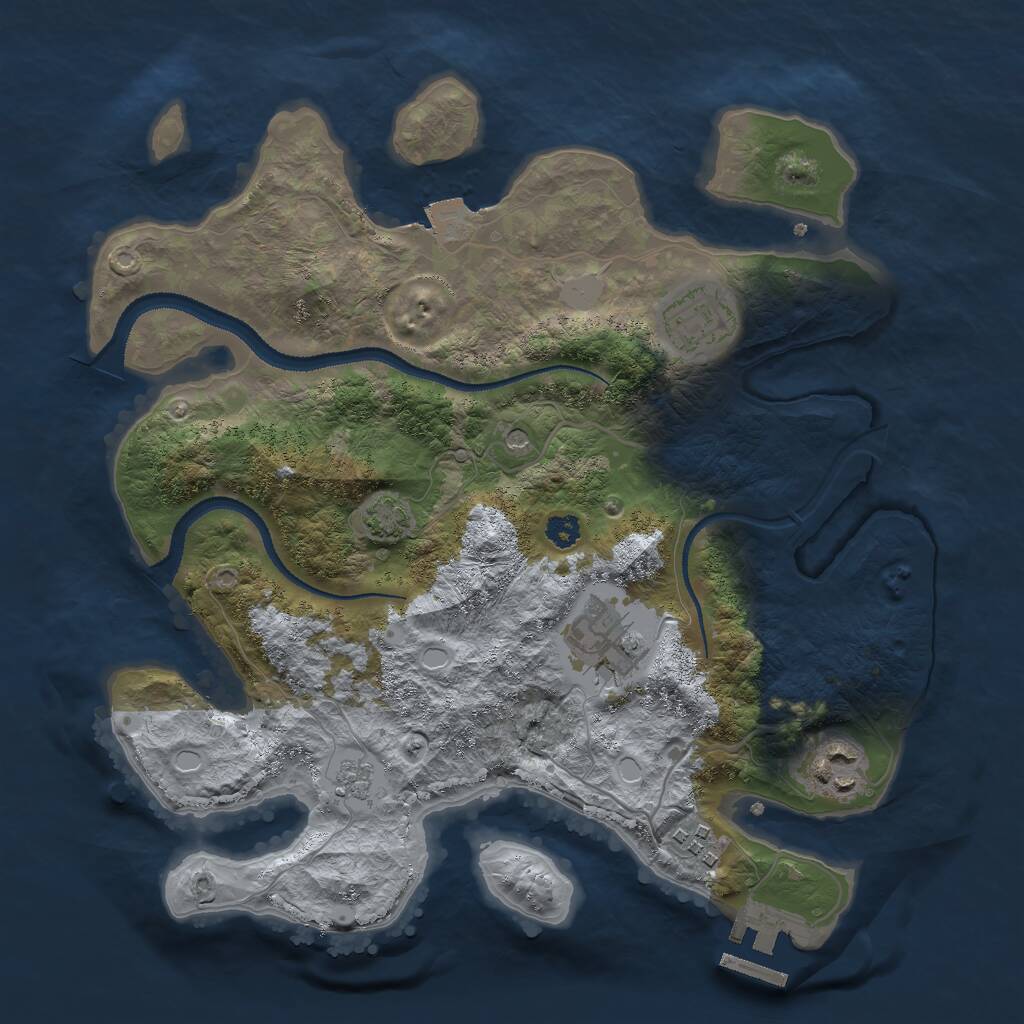 Rust Map: Procedural Map, Size: 3000, Seed: 758485697, 9 Monuments