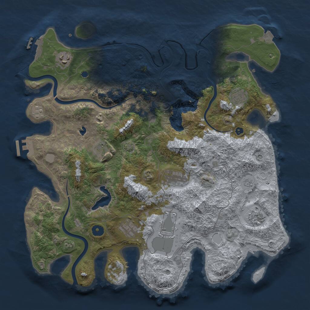 Rust Map: Procedural Map, Size: 4000, Seed: 1414309922, 14 Monuments