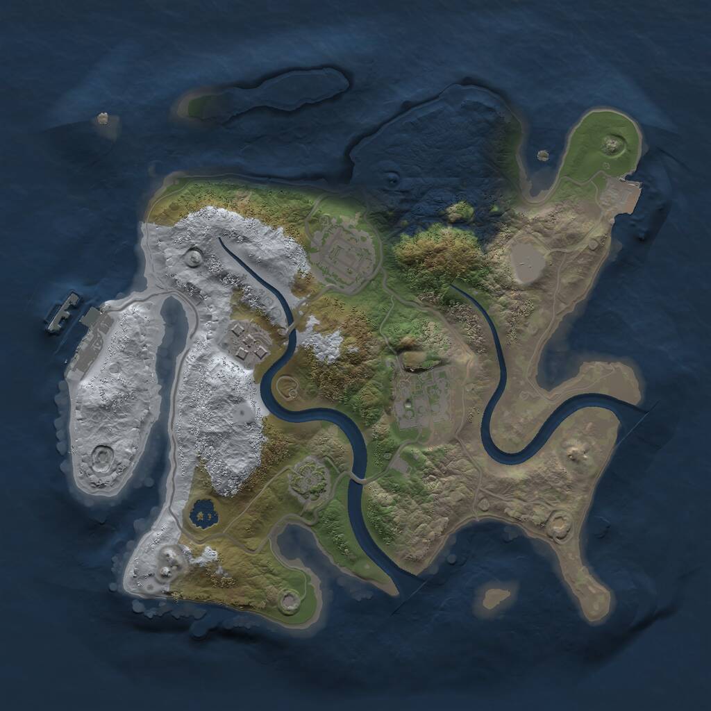 Rust Map: Procedural Map, Size: 2500, Seed: 2023457144, 6 Monuments
