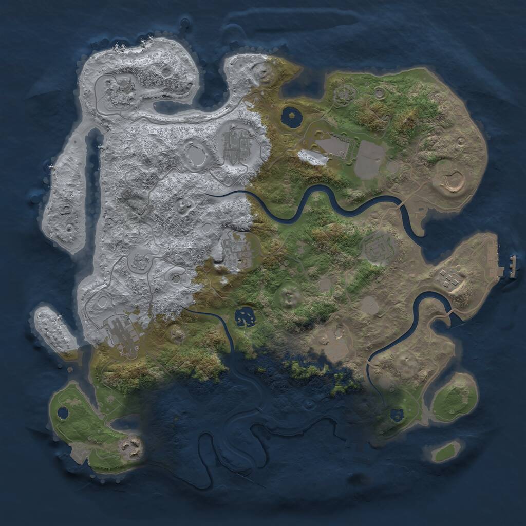 Rust Map: Procedural Map, Size: 3750, Seed: 424571004, 17 Monuments