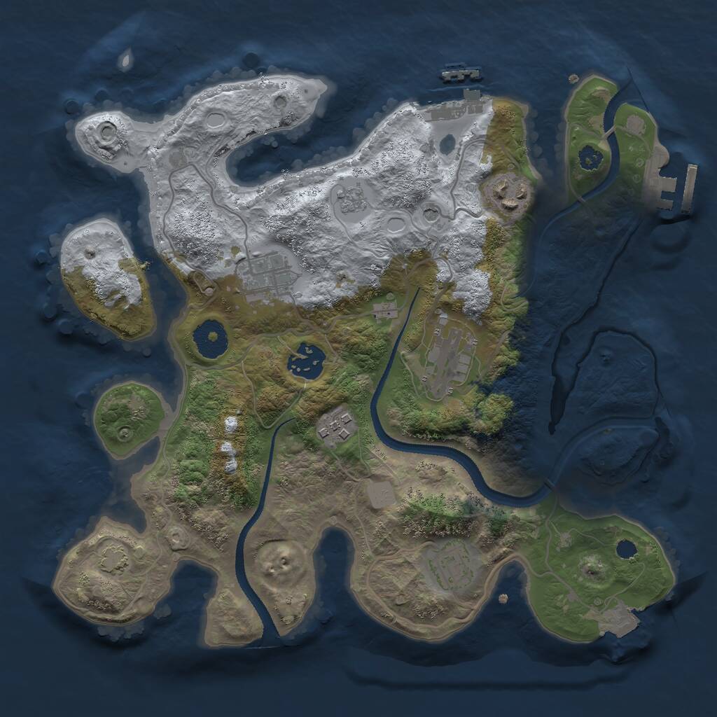 Rust Map: Procedural Map, Size: 3000, Seed: 678675, 12 Monuments
