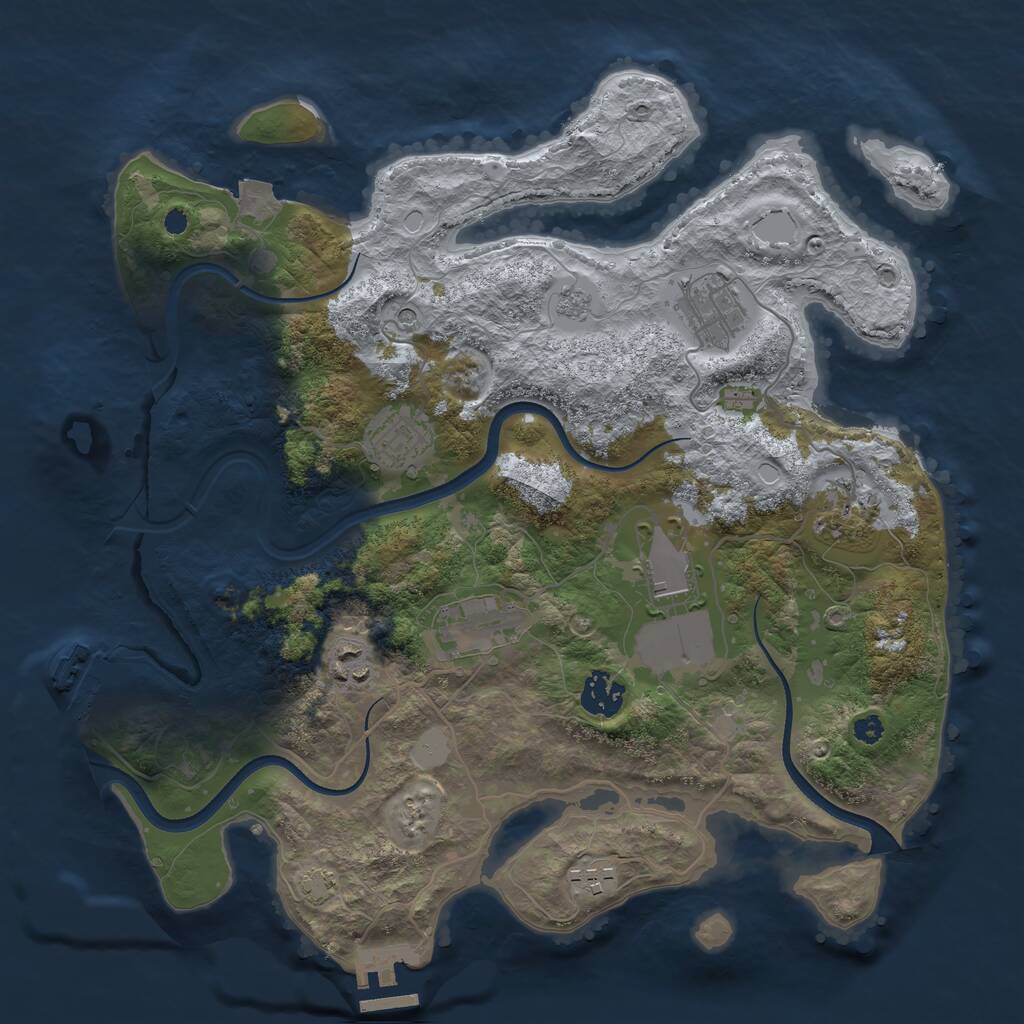 Rust Map: Procedural Map, Size: 3500, Seed: 1126540182, 14 Monuments