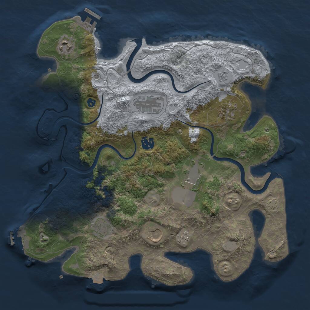 Rust Map: Procedural Map, Size: 3500, Seed: 86586, 14 Monuments