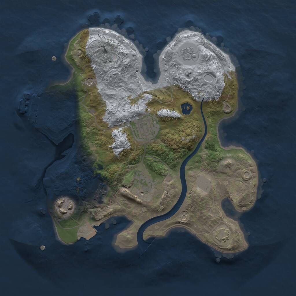 Rust Map: Procedural Map, Size: 2500, Seed: 349365943, 9 Monuments