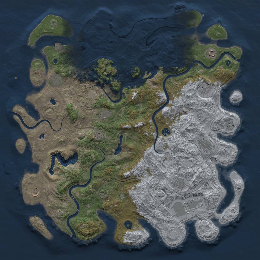 Rust Map: Procedural Map, Size: 4800, Seed: 1967358460, 17 Monuments