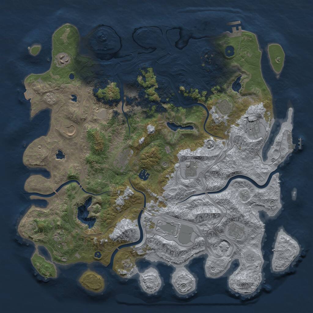 Rust Map: Procedural Map, Size: 4500, Seed: 1469668836, 17 Monuments