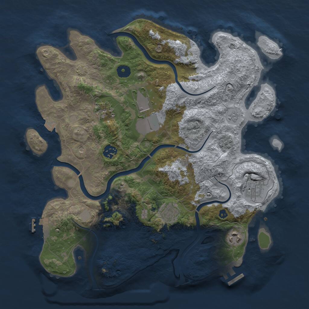 Rust Map: Procedural Map, Size: 3500, Seed: 927461, 13 Monuments