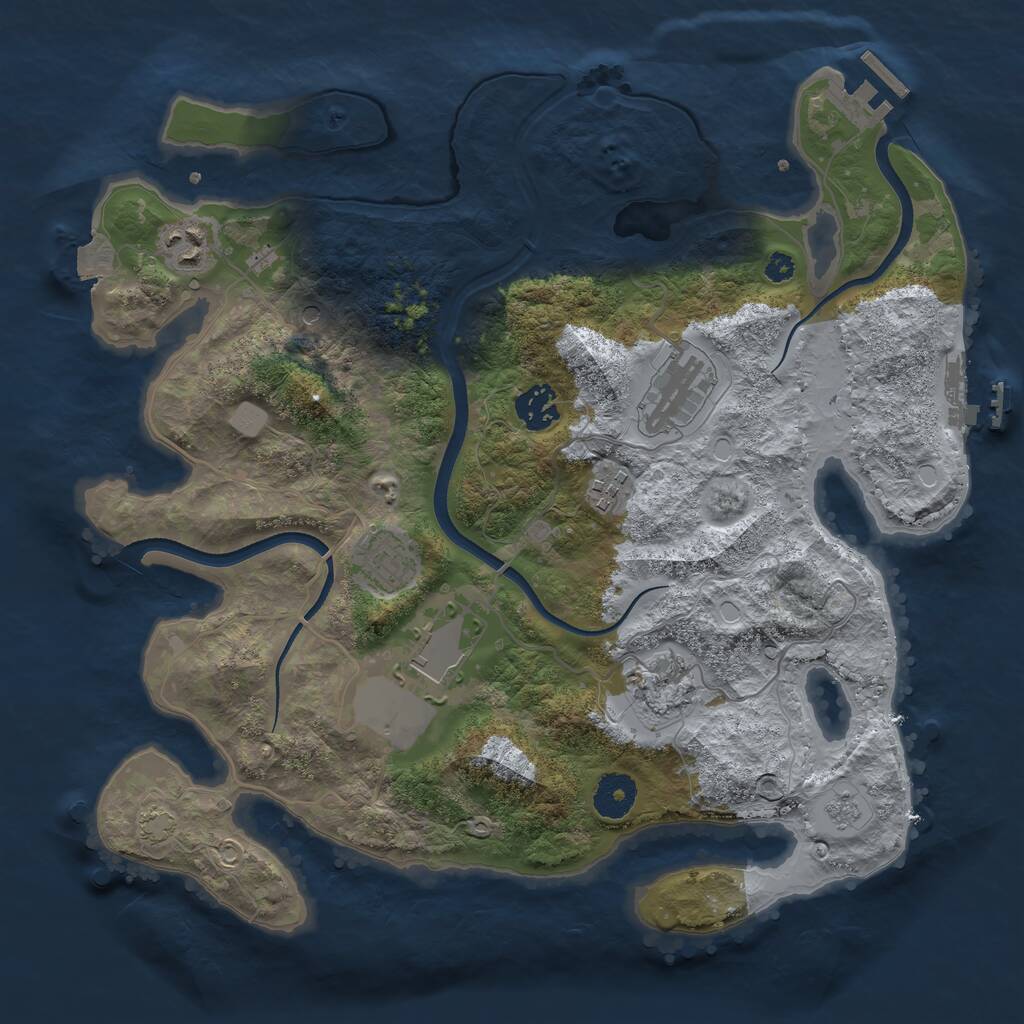 Rust Map: Procedural Map, Size: 3500, Seed: 72142, 13 Monuments