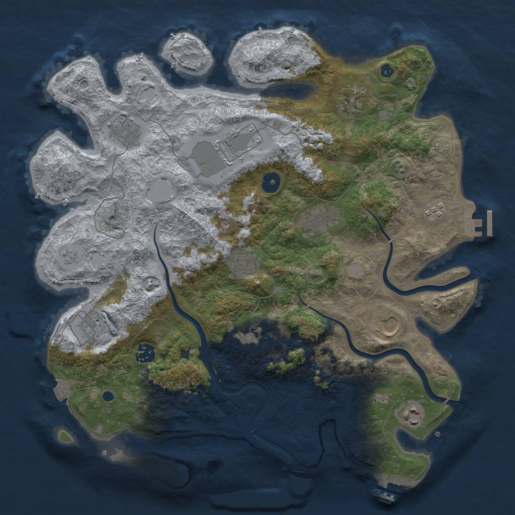 Rust Map: Procedural Map, Size: 3900, Seed: 1973992482, 17 Monuments