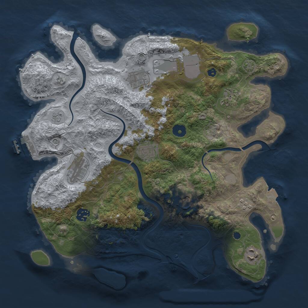 Rust Map: Procedural Map, Size: 3500, Seed: 1973992482, 14 Monuments