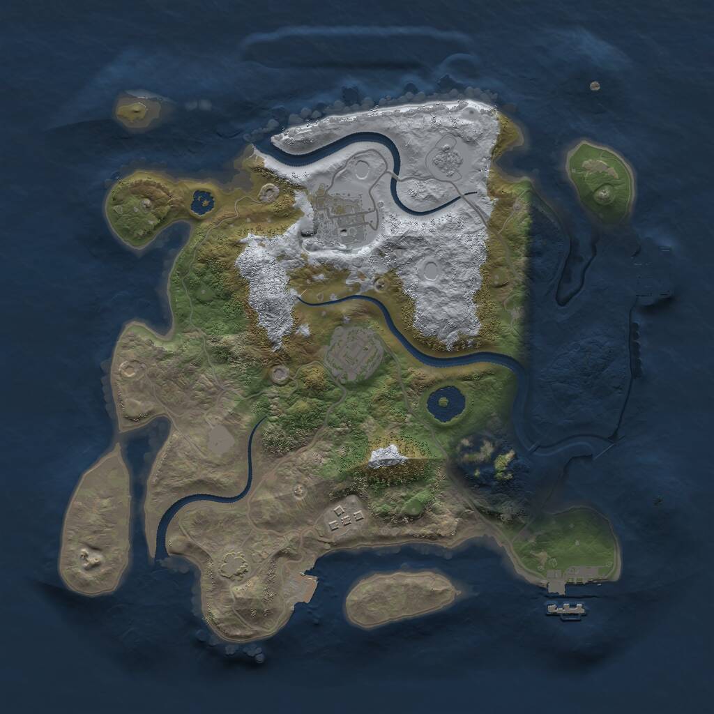 Rust Map: Procedural Map, Size: 3000, Seed: 483217, 8 Monuments