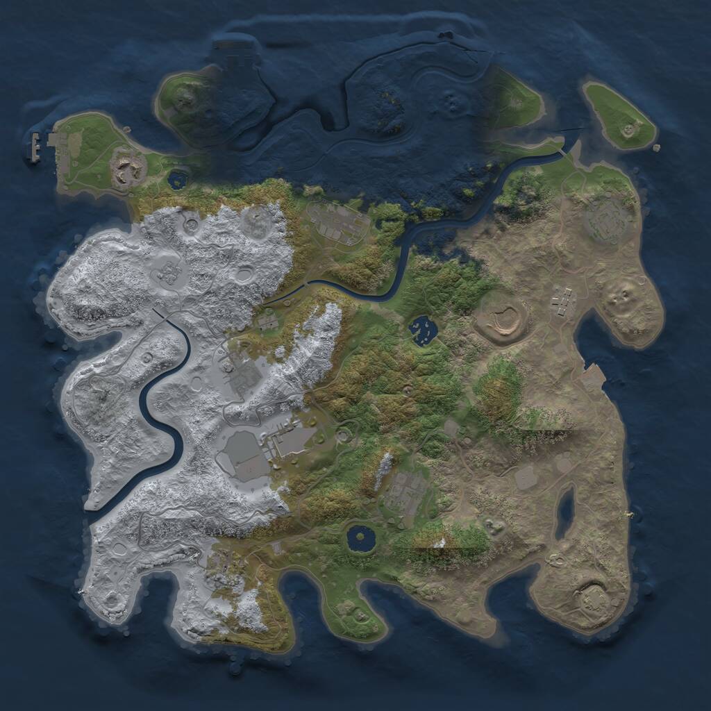 Rust Map: Procedural Map, Size: 3800, Seed: 660553575, 16 Monuments