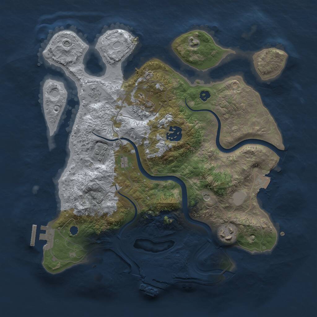 Rust Map: Procedural Map, Size: 3000, Seed: 55432, 9 Monuments
