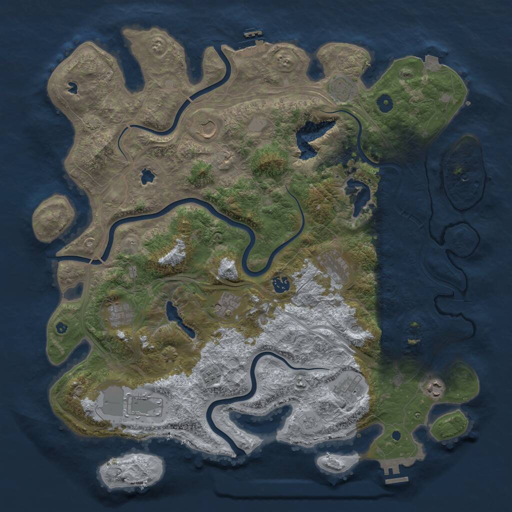 Rust Map: Procedural Map, Size: 4500, Seed: 12344, 16 Monuments