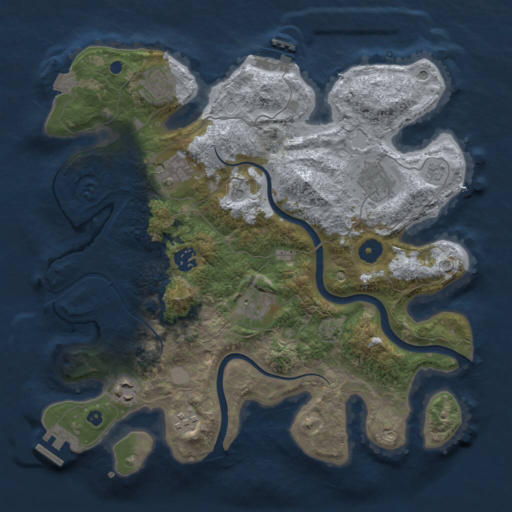 Rust Map: Procedural Map, Size: 3300, Seed: 2016458486, 13 Monuments