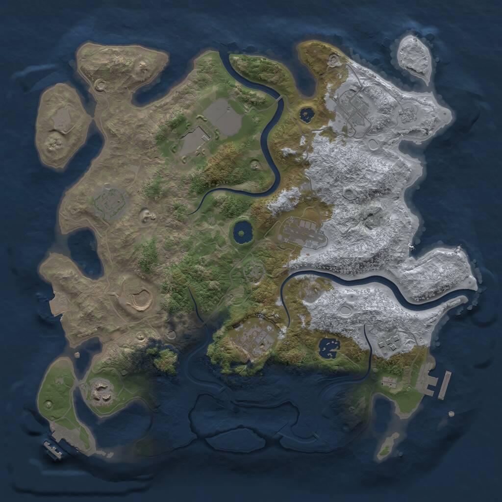 Rust Map: Procedural Map, Size: 3500, Seed: 435536501, 15 Monuments