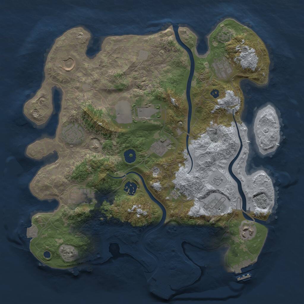 Rust Map: Procedural Map, Size: 3500, Seed: 1638864214, 16 Monuments