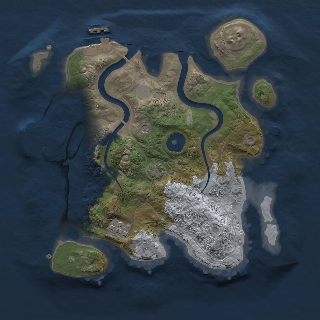 Rust Map: Procedural Map, Size: 2500, Seed: 64897, 6 Monuments