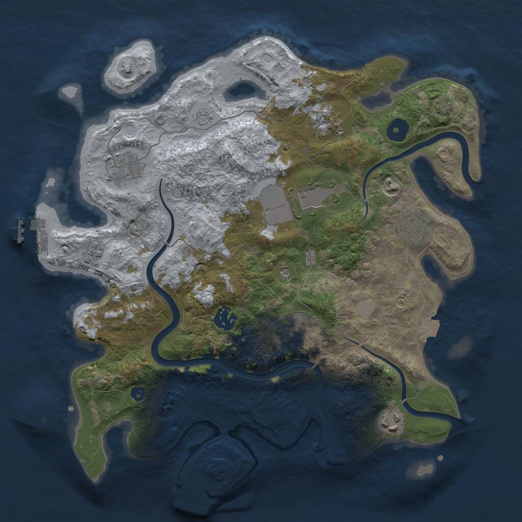 Rust Map: Procedural Map, Size: 3500, Seed: 1510940107, 14 Monuments
