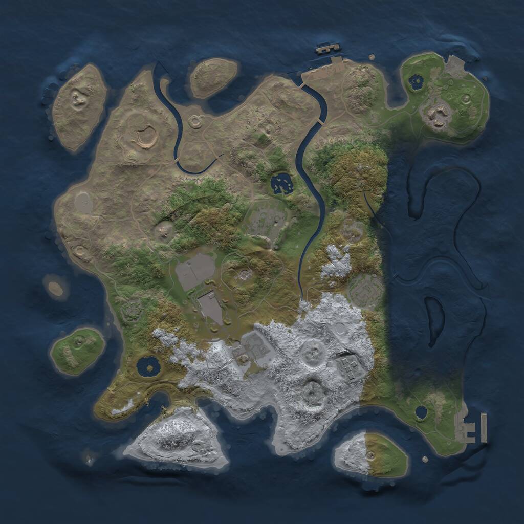 Rust Map: Procedural Map, Size: 3500, Seed: 487437498, 13 Monuments