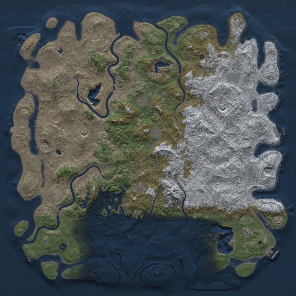 Rust Map: Procedural Map, Size: 6000, Seed: 1929596993, 17 Monuments