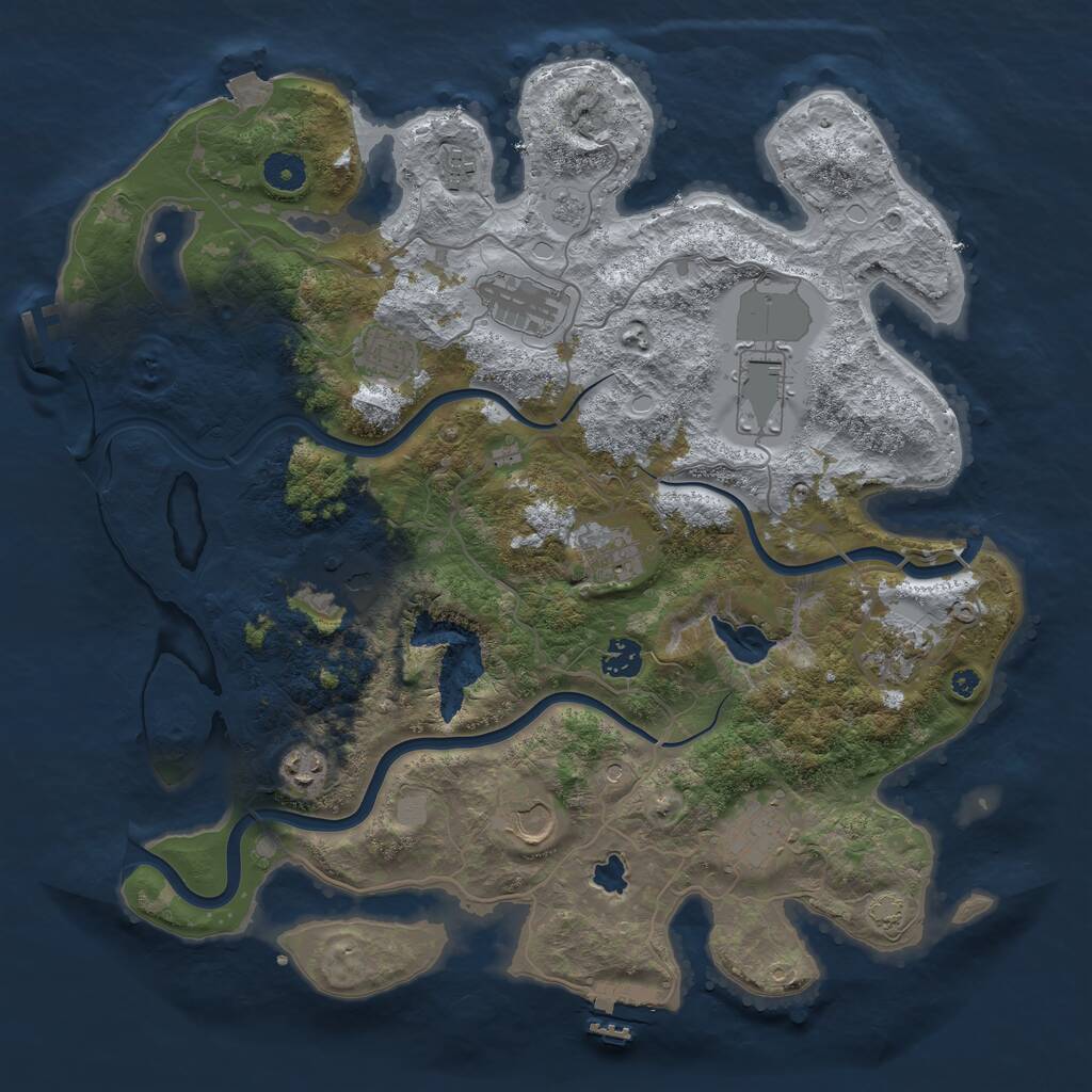 Rust Map: Procedural Map, Size: 4000, Seed: 608939071, 17 Monuments