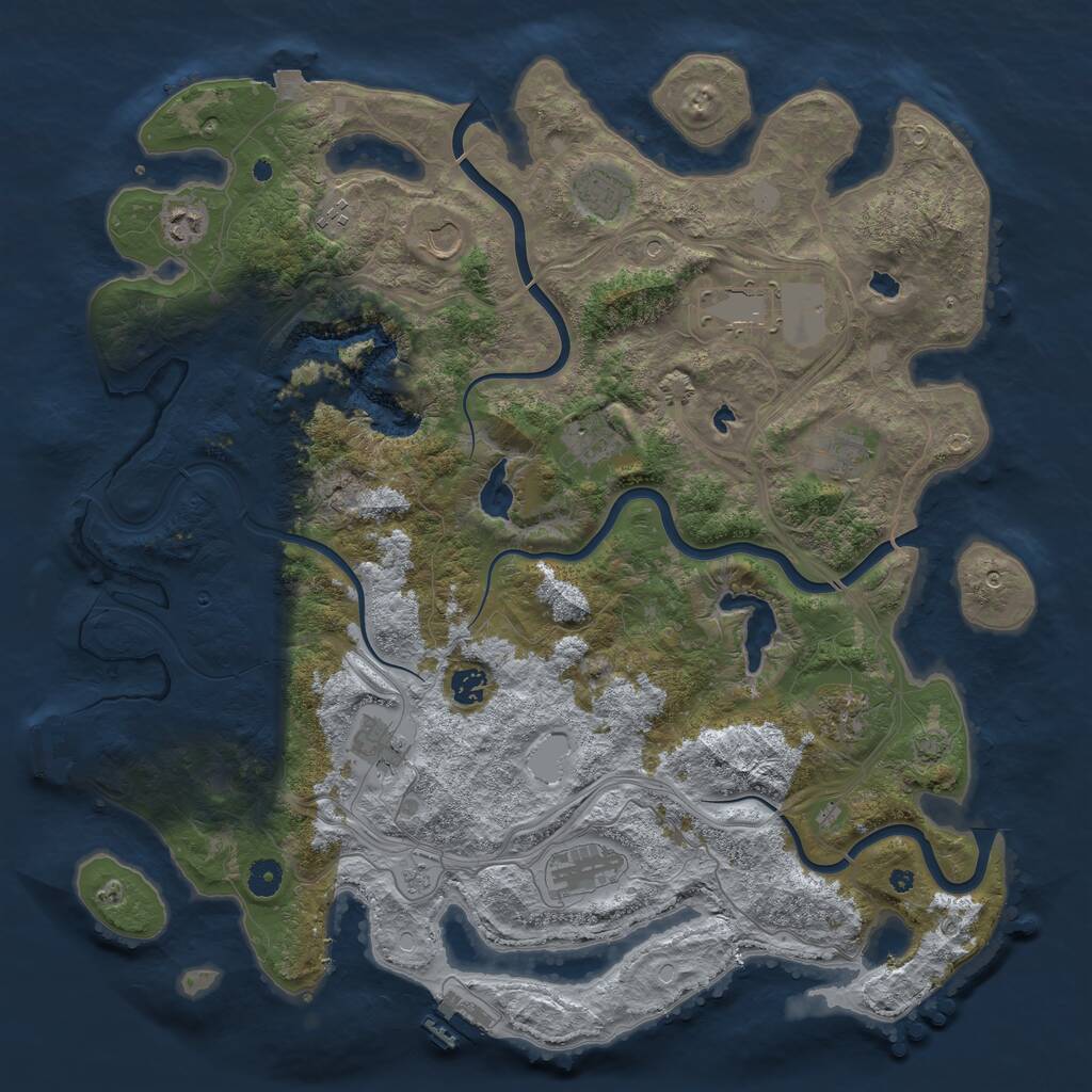 Rust Map: Procedural Map, Size: 4500, Seed: 527168025, 17 Monuments