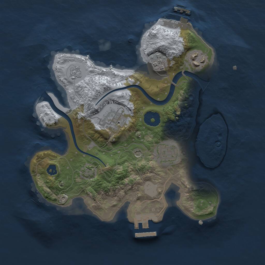 Rust Map: Procedural Map, Size: 2500, Seed: 2002322529, 10 Monuments