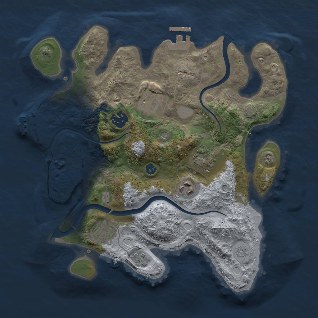 Rust Map: Procedural Map, Size: 3000, Seed: 1877233475, 12 Monuments